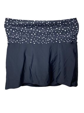 Swan Hi Waist Beach Swim Skirt Built in underwear Sz 12 Black White Polka Dots